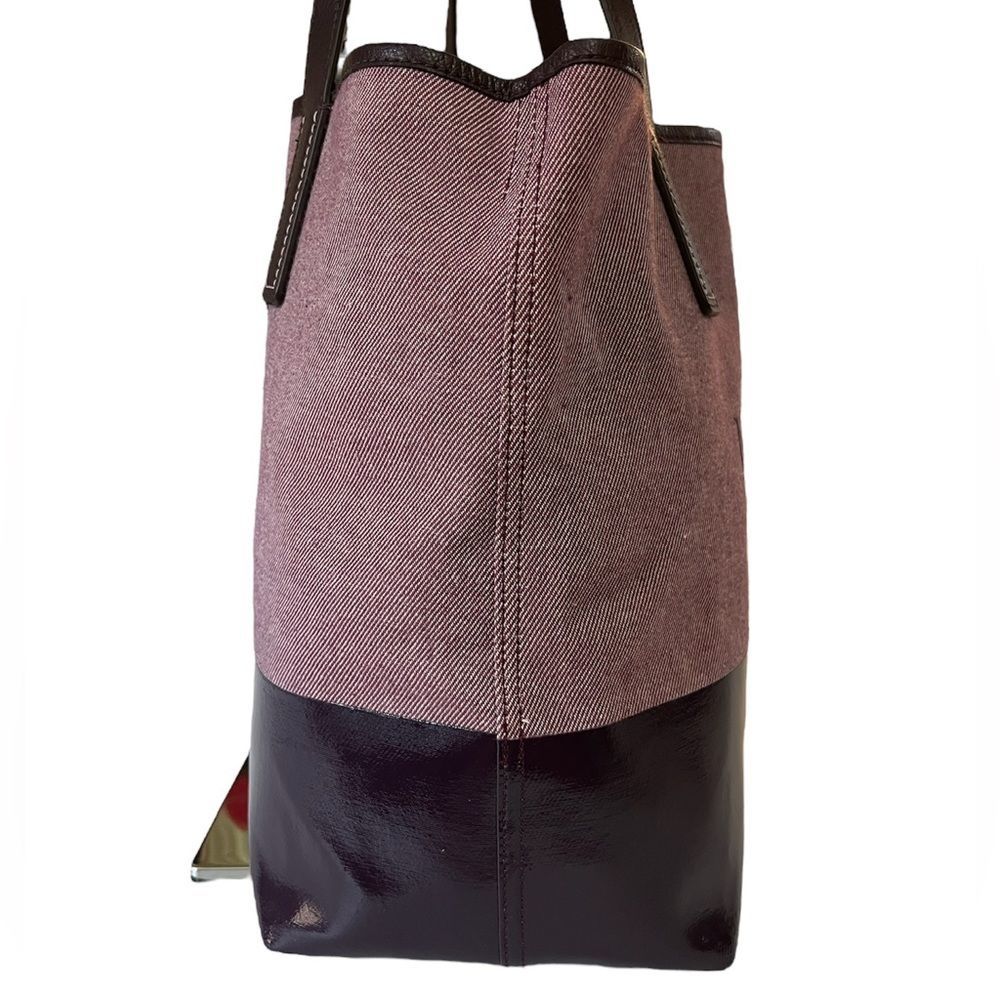 Kate Spade Ash Street Logo Triple Compartment Tote GUC Cotton Twill Leather Trim - Picture 2 of 14